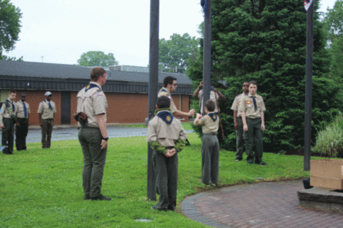 Aldan Troop 2 raises the flag
