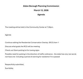 Planning Commission Agenda for March 2026