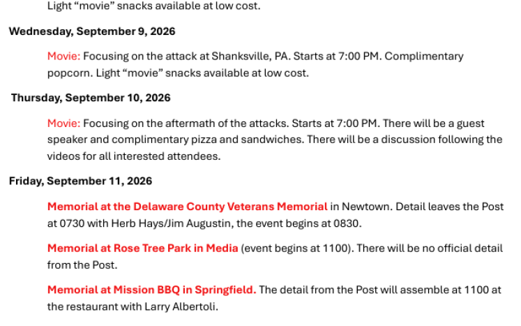Post 1000 September 11th Events